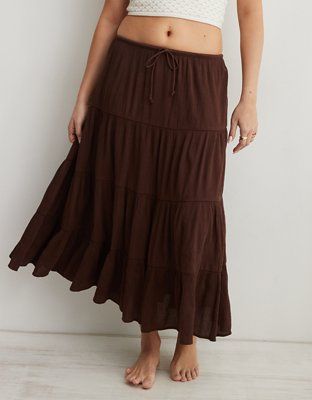 Aerie Beach Club Tiered Maxi Skirt | American Eagle Outfitters (US & CA)