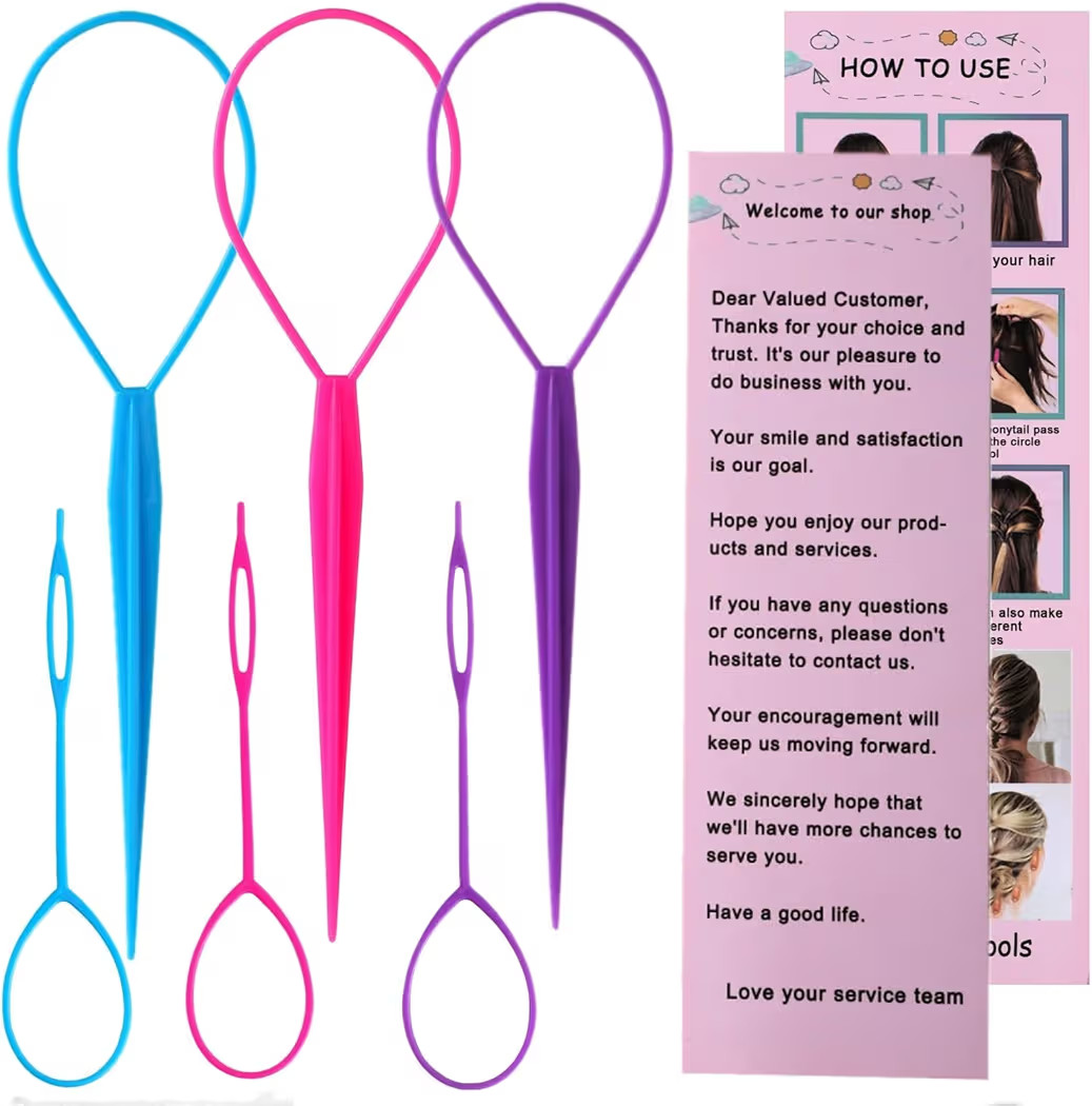 Aigee 6pcs Topsy Tail and Hair Loop Styling Tool Set - Ponytail Makers, French Braid Loops in Lar... | Amazon (US)