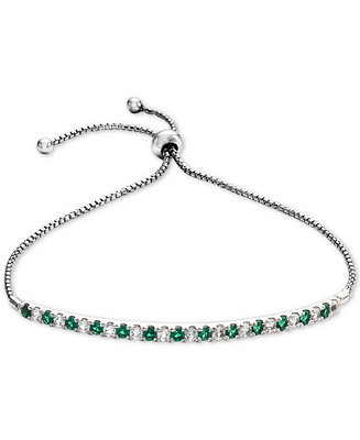 Lab-Grown Sapphire (5/8 ct. t.w) & White Sapphire (5/8 ct. t.w.) Bolo Bracelet in Sterling Silver... | Macy's