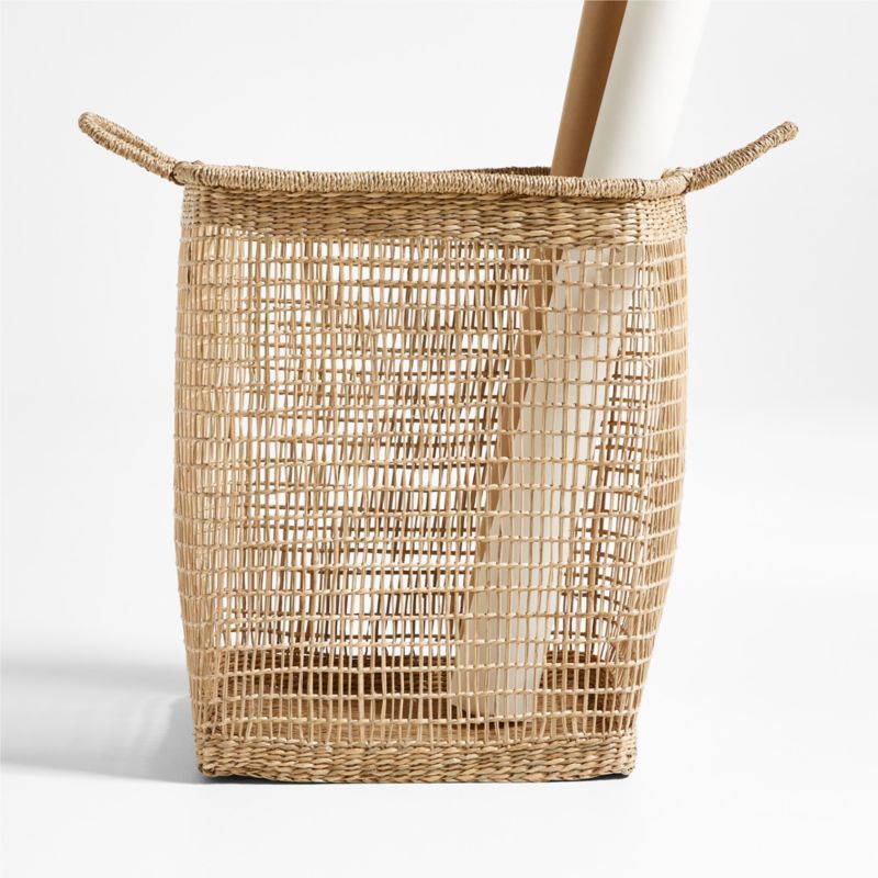 Rybak Medium Square Woven Decorative Blanket Basket | Crate & Barrel | Crate & Barrel