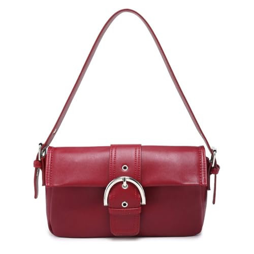 Red Shoulder Bag Y2k Purse for Women Trendy Leather Handbag 90s Clutch Purse Top Handle Satchel Retro Shoulder Bag | Amazon (US)