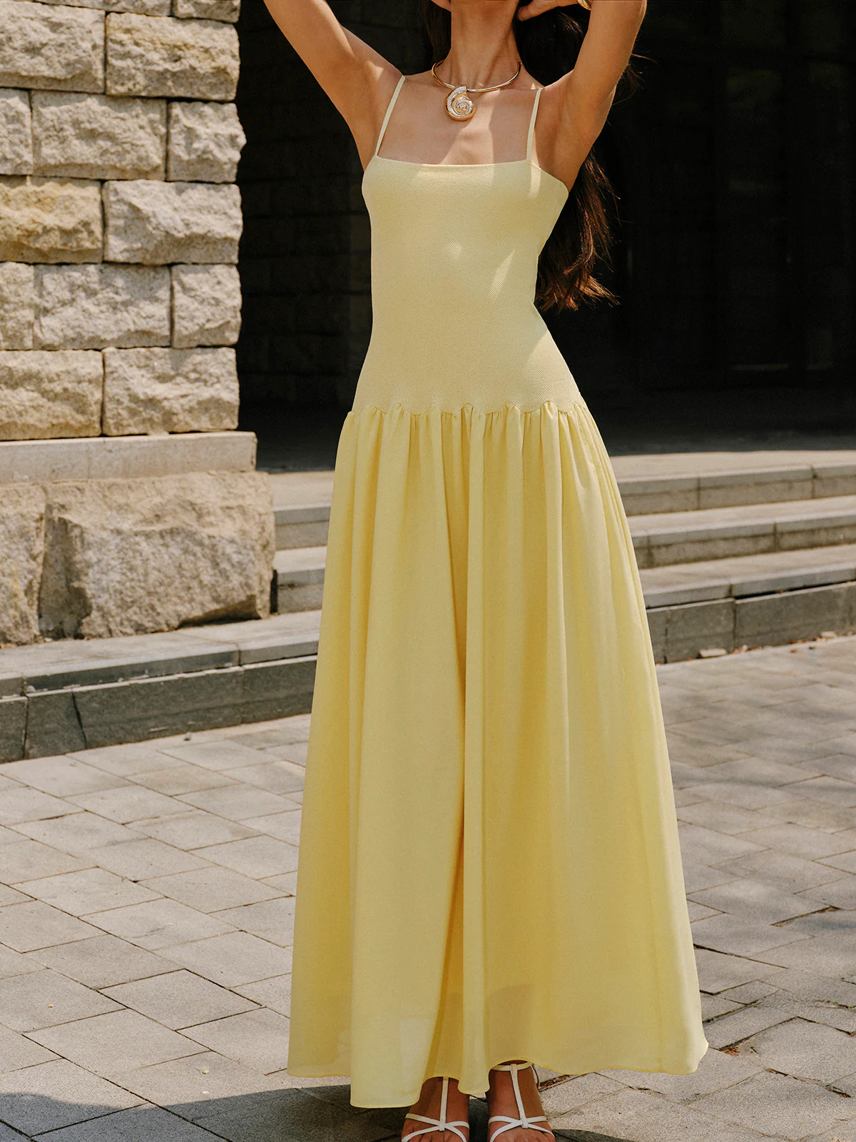 Pleated Hem Cami Sweater Dress | Commense