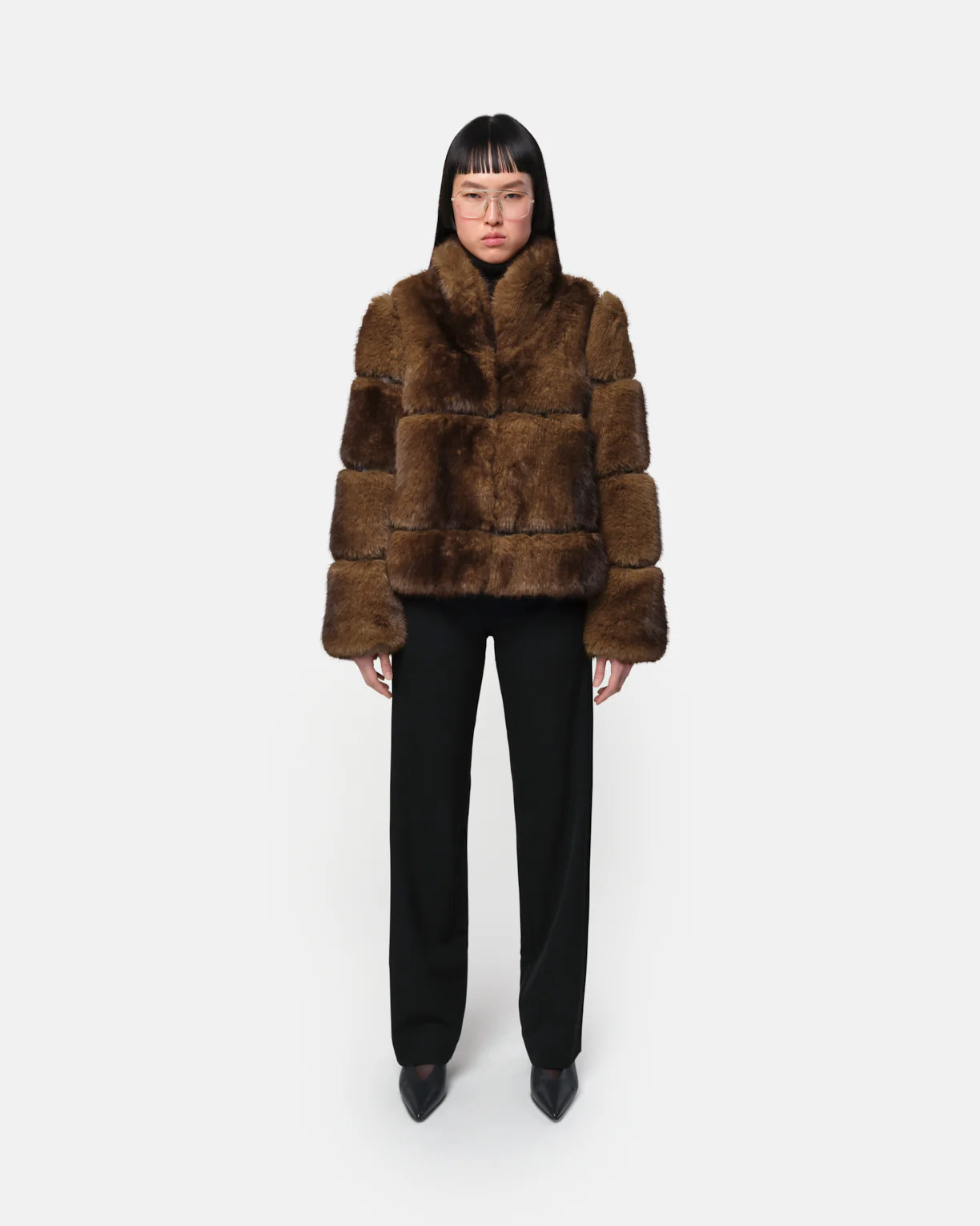 Sai Faux Mink Coat in Brown | Apparis