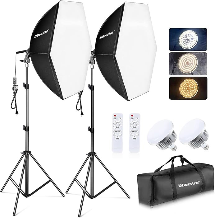 UBeesize Softbox Photography Lighting Kit, Continuous Lighting Kit with 30" x 30" Reflector and 3... | Amazon (US)