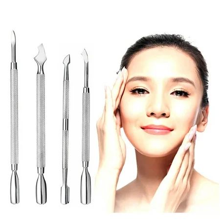 Pinkiou 4Pcs Nail Cuticle Pusher with Spoon Double End Nail Cuticle Remover Tool Stainless Steel ... | Walmart (US)
