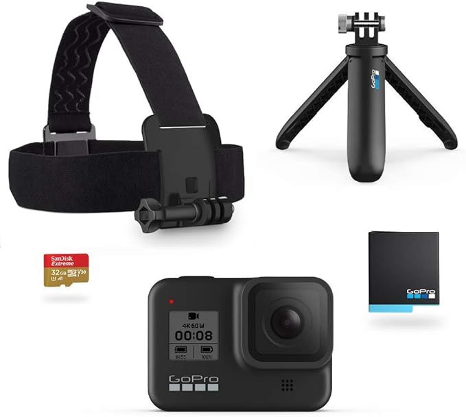 GoPro Hero8 Black Official Holiday Bundle - Includes Hero8 Black Camera Plus Shorty, Head Strap, ... | Amazon (US)