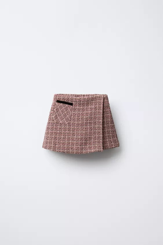 PRINTED VELVET POCKET SKORT | Zara US