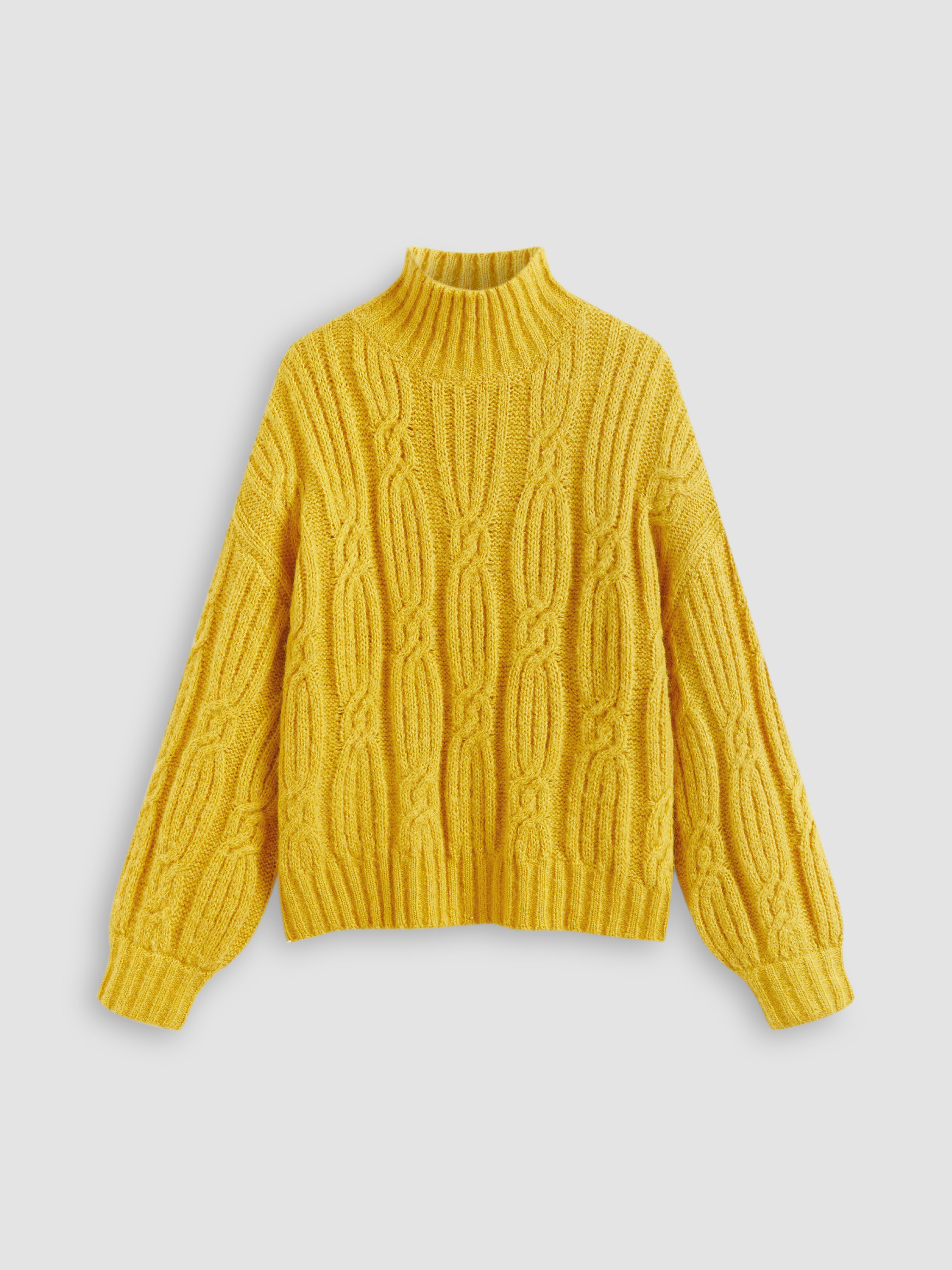 Wool-blend High Neck Solid Knitted Oversized Sweater | Cider