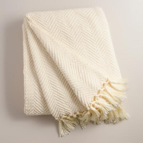 Ivory Chunky Chenille Throw | World Market