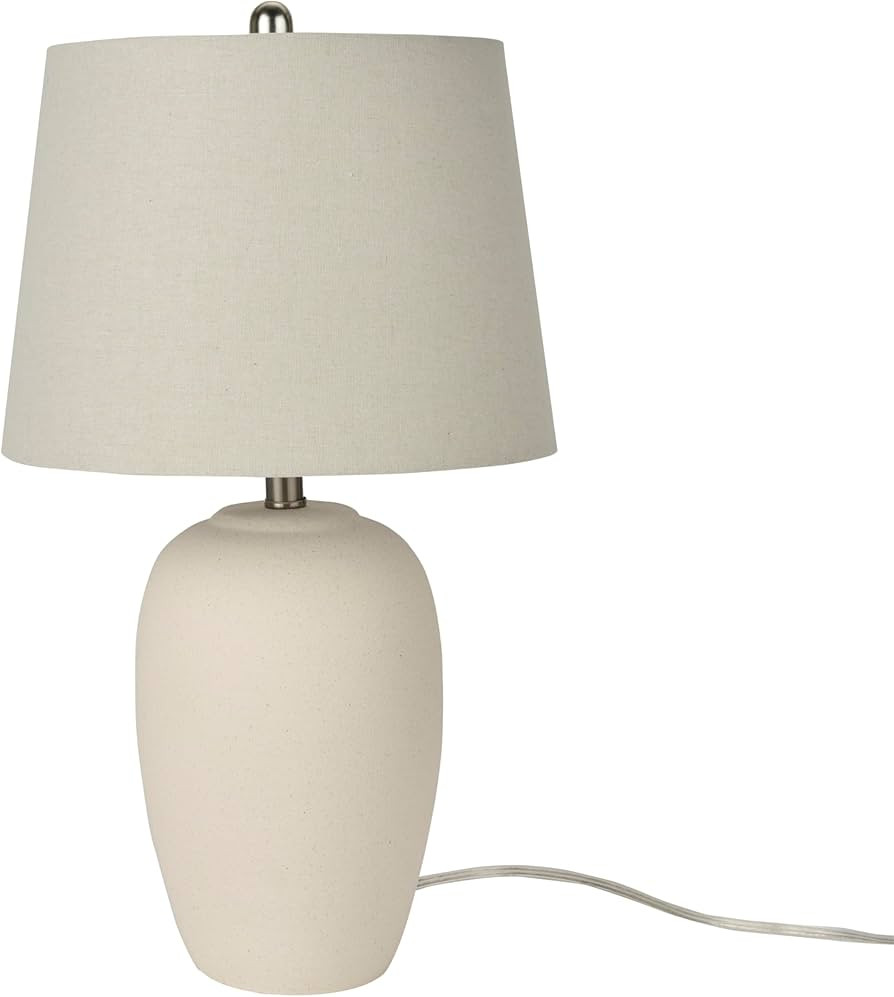 Nourison 23" Natural White Ceramic Jar Table Lamp for Bedroom, Living Room, Dining Office, with O... | Amazon (US)