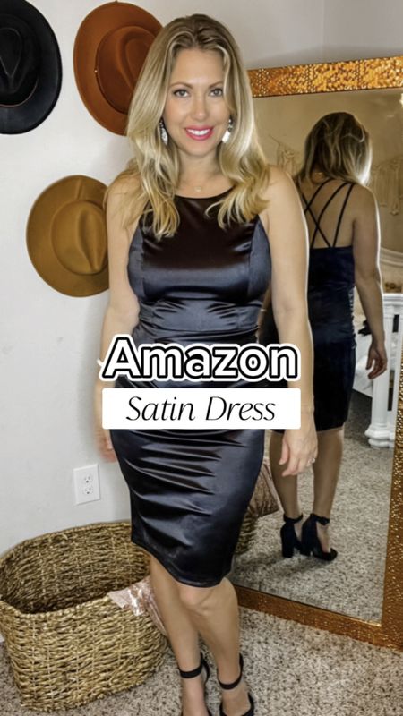 Amazon Satin Dress: Ruching detail with gorgeous straps in the back. Wearing size S. I would recommend sizing up 1 size if you're in between sizes. #ltkvideo

#LTKU #LTKstyletip #LTKwedding