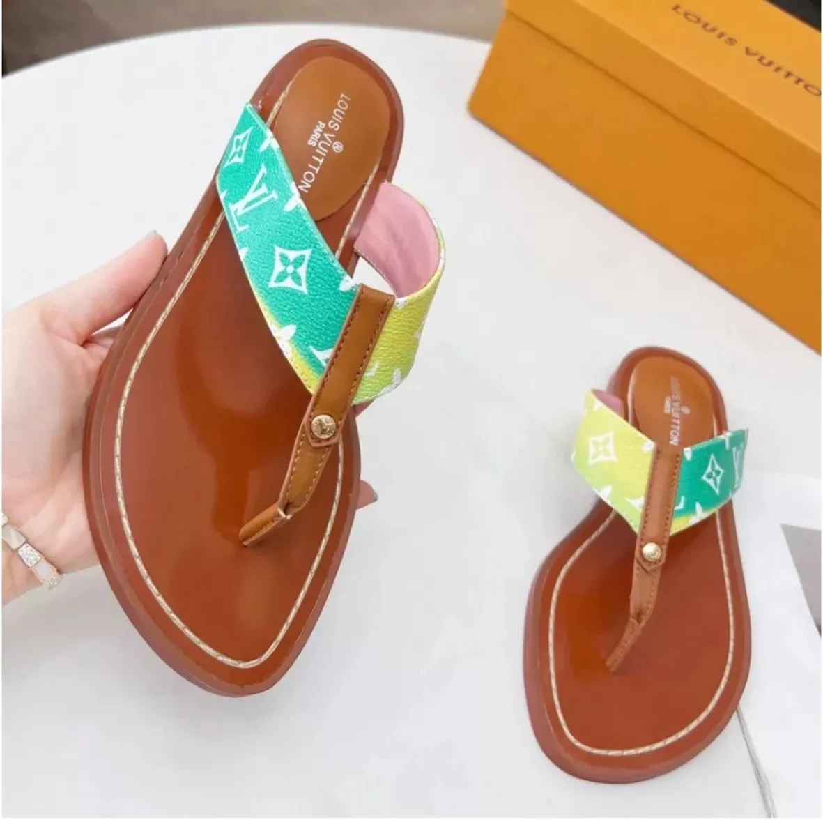 vuitton palm slippers