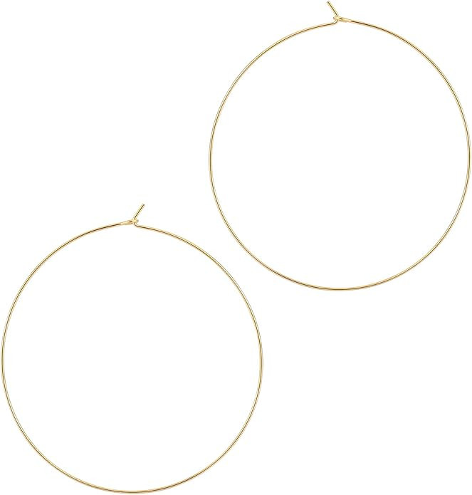 ESMATOO Thin Gold Hoop Earrings for Women - Hypoallergenic Lightweight Gold Hoop Earrings Dainty ... | Amazon (US)