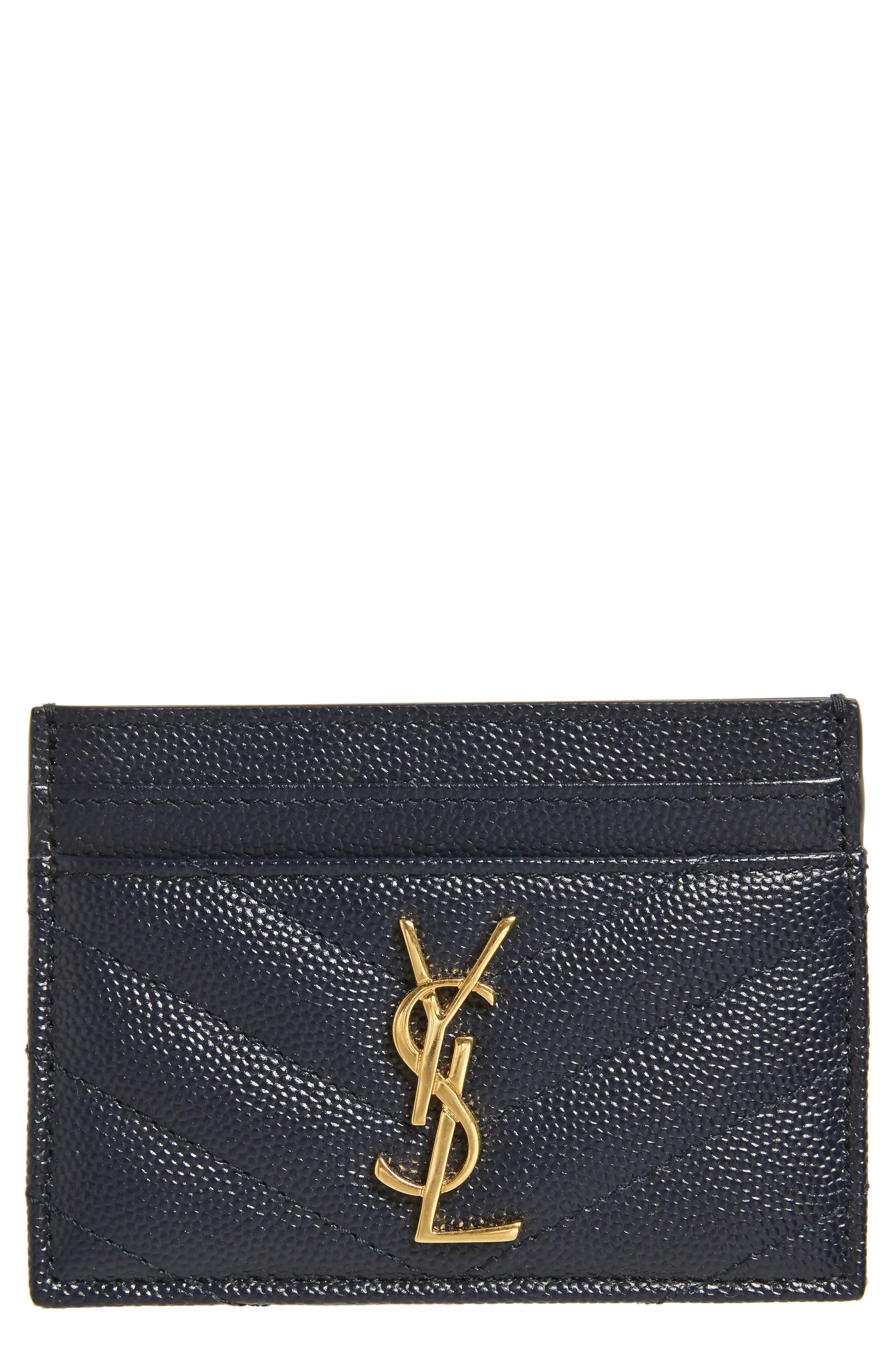 Saint Laurent Monogram Quilted Leather Credit Card Case | Nordstrom