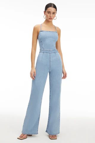 Vacay Palazzo Jumpsuit Blue709 Jeans, Size 2 | Good American