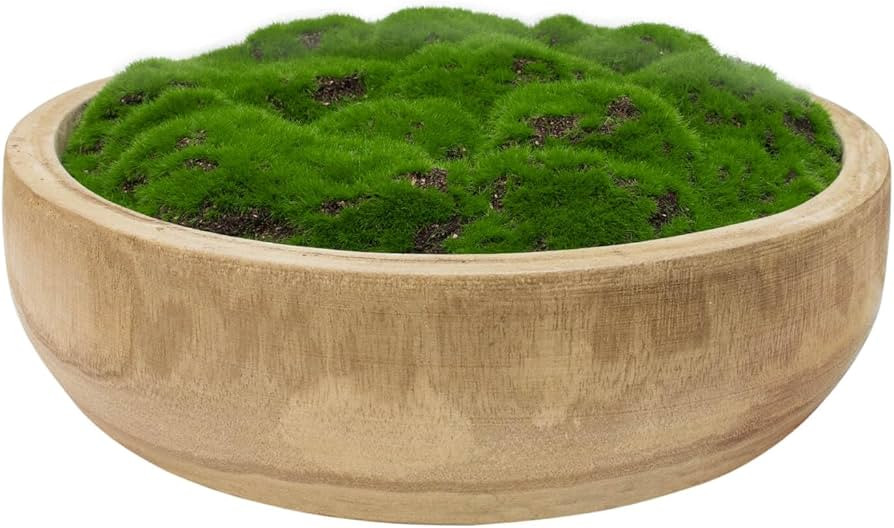 NAHARO Moss Wood Bowl,Natural Round Decorative Dough Bowl, Artificial Moss Bowl Centerpiece for W... | Amazon (US)