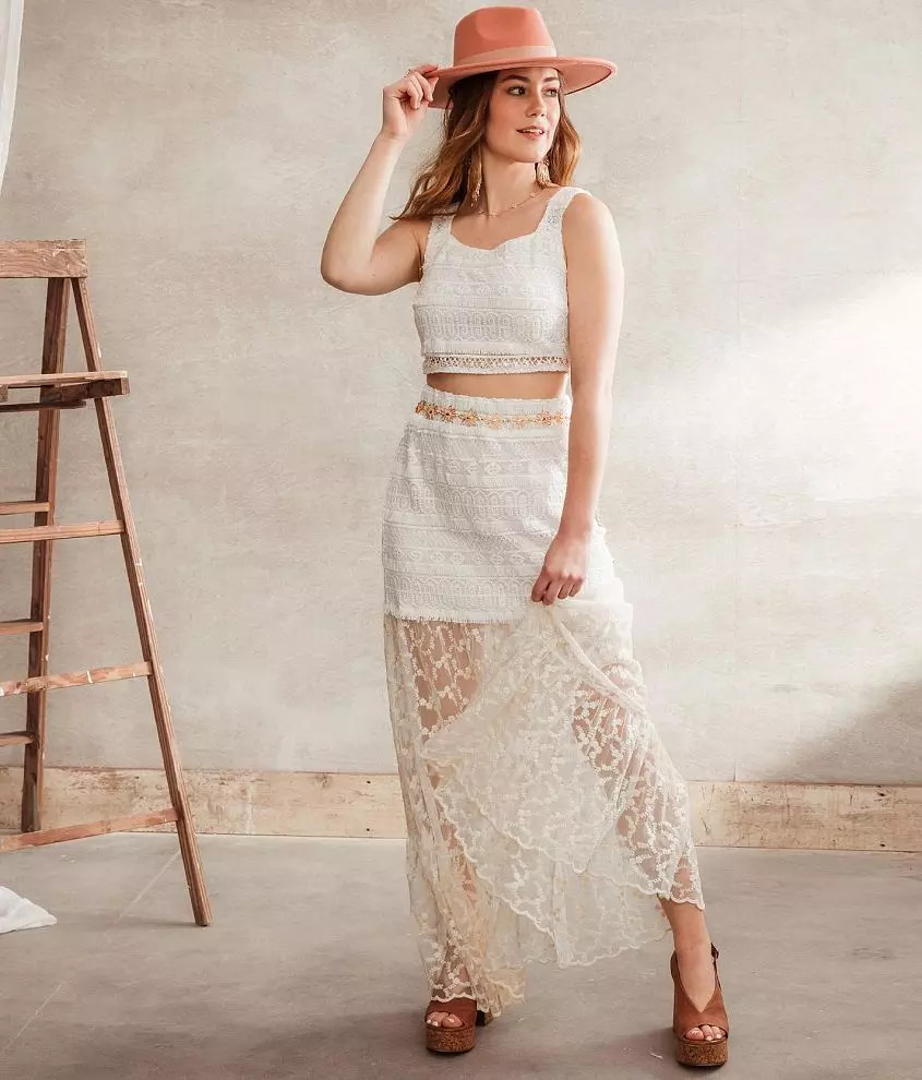 Eyelash Crochet Maxi Skirt | Buckle
