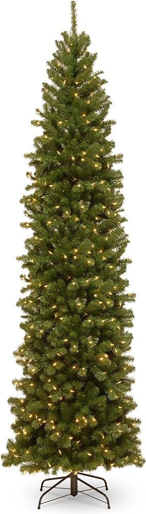 National Tree Company Pre-Lit Artificial Slim Christmas Tree, Green, North Valley Spruce, White L... | Amazon (US)