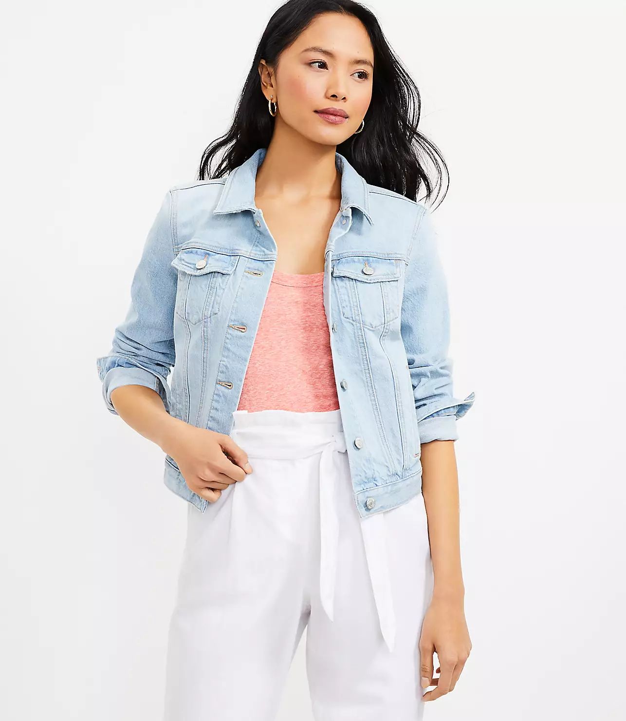 Denim Trucker Jacket in Light Indigo Wash | LOFT