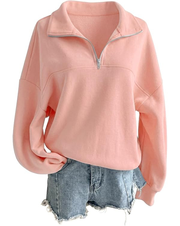 SHEWIN Women's Sweatshirt Fleece Quarter Zipper Pullover Tops Casual Oversized Half Zip Hoodie 20... | Amazon (US)