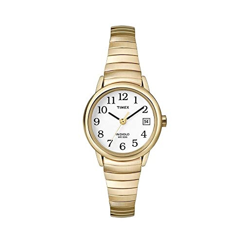 Timex Women's Easy Reader 25mm Watch – Gold-Tone Case White Dial with Tapered Expansion Band | Amazon (US)