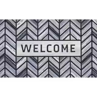 StyleWell Herringbone Welcome Gray 18 in. x 30 in. Door Mat 60730281918x30 - The Home Depot | The Home Depot