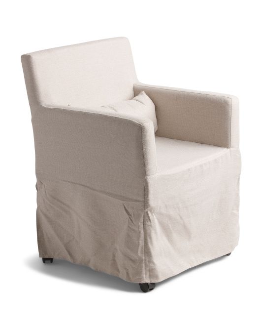 Lyon 360 Degree Rolling Dining Chair In Performance Fabric | TJ Maxx