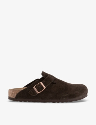 Boston logo-embossed suede clogs | Selfridges