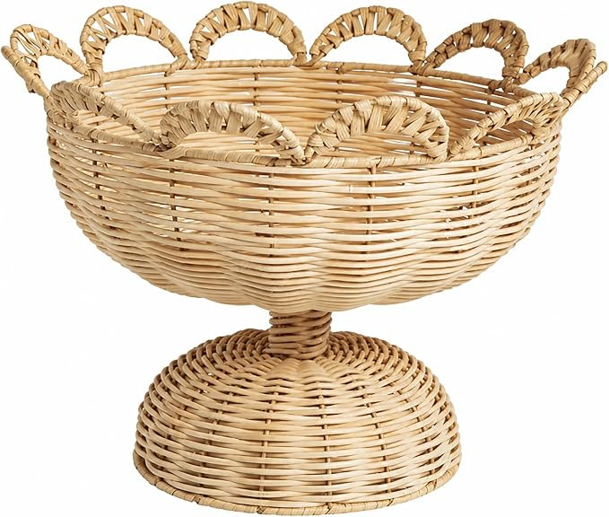 Mud Pie Wicker Woven Pedestal Basket | Amazon (US)