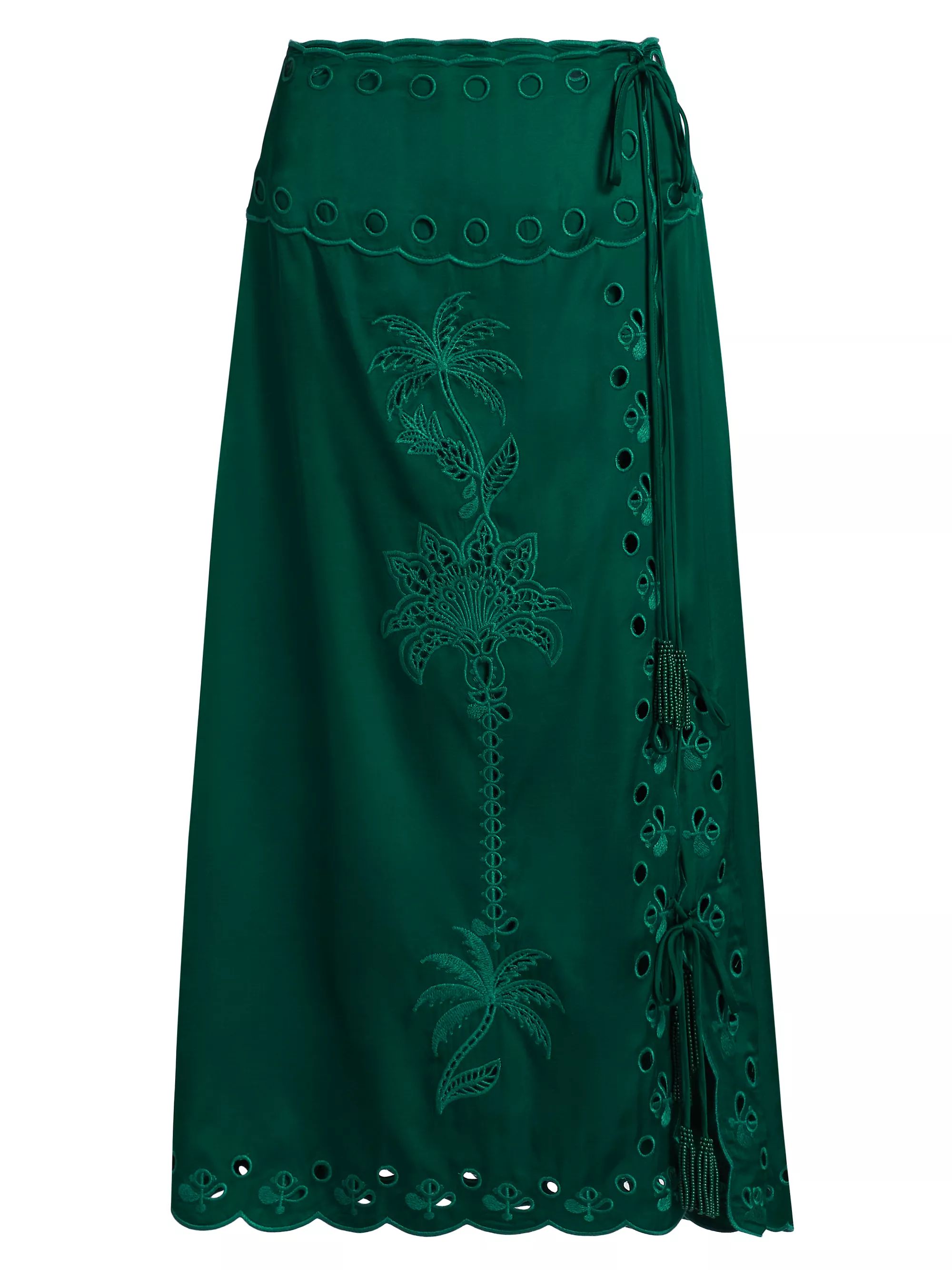 Richilieu Satin Eyelet Midi-Skirt | Saks Fifth Avenue