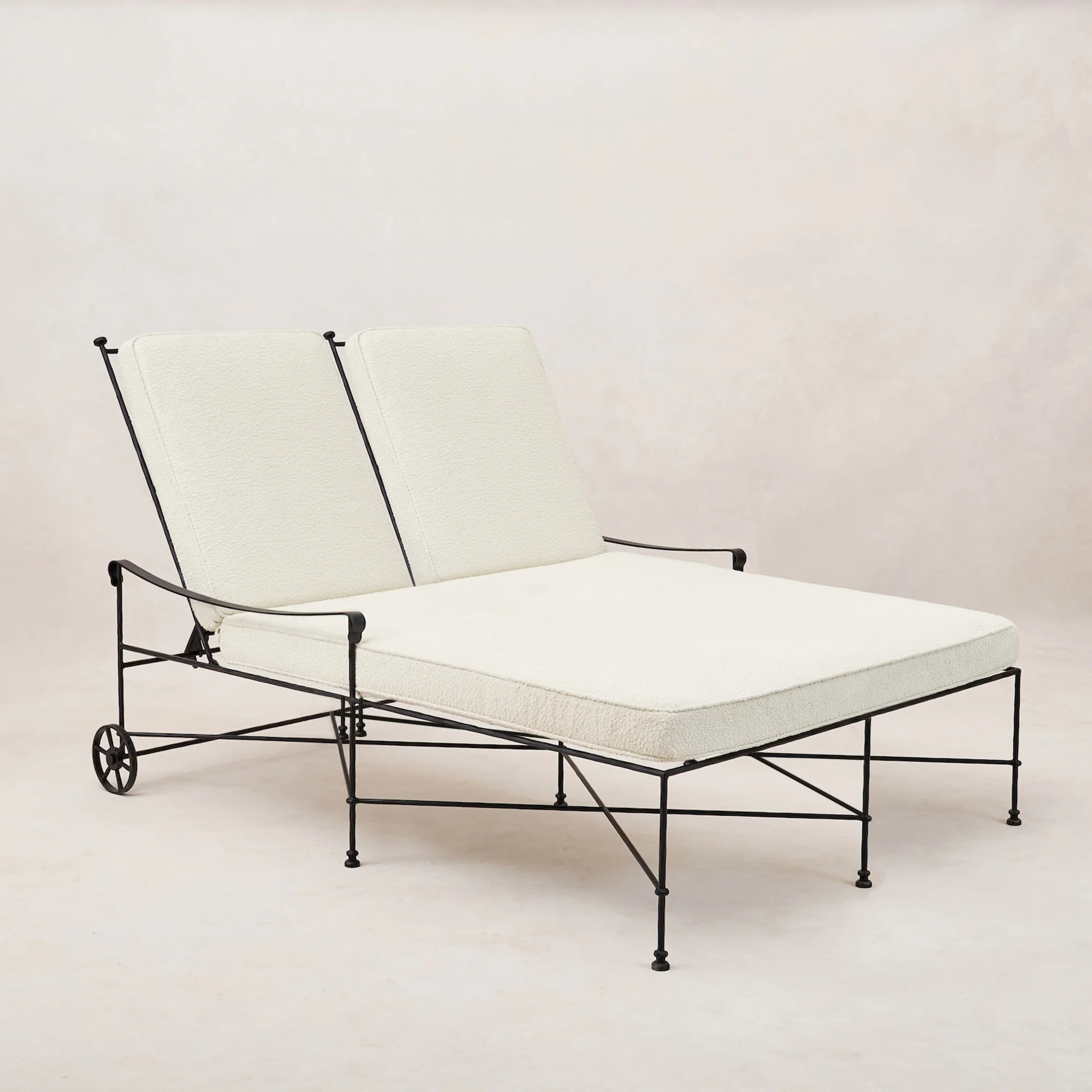 Provence Outdoor Double Chaise Lounge - Black Frame Boucle | House of Leon