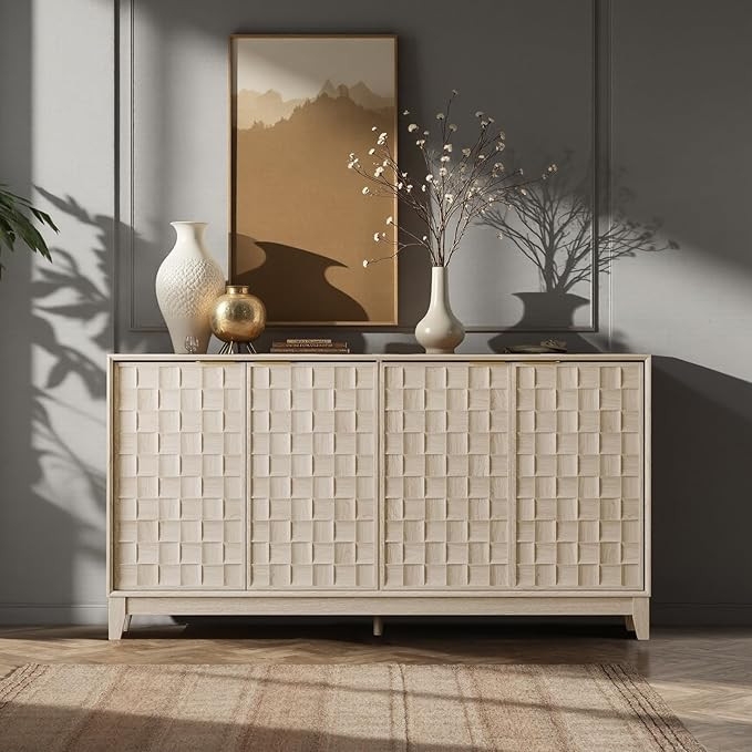 COLAMY Fluted Sideboard Cabinet with Storage – Solid Wood Buffet for Dining Room, Credenza Cons... | Amazon (US)