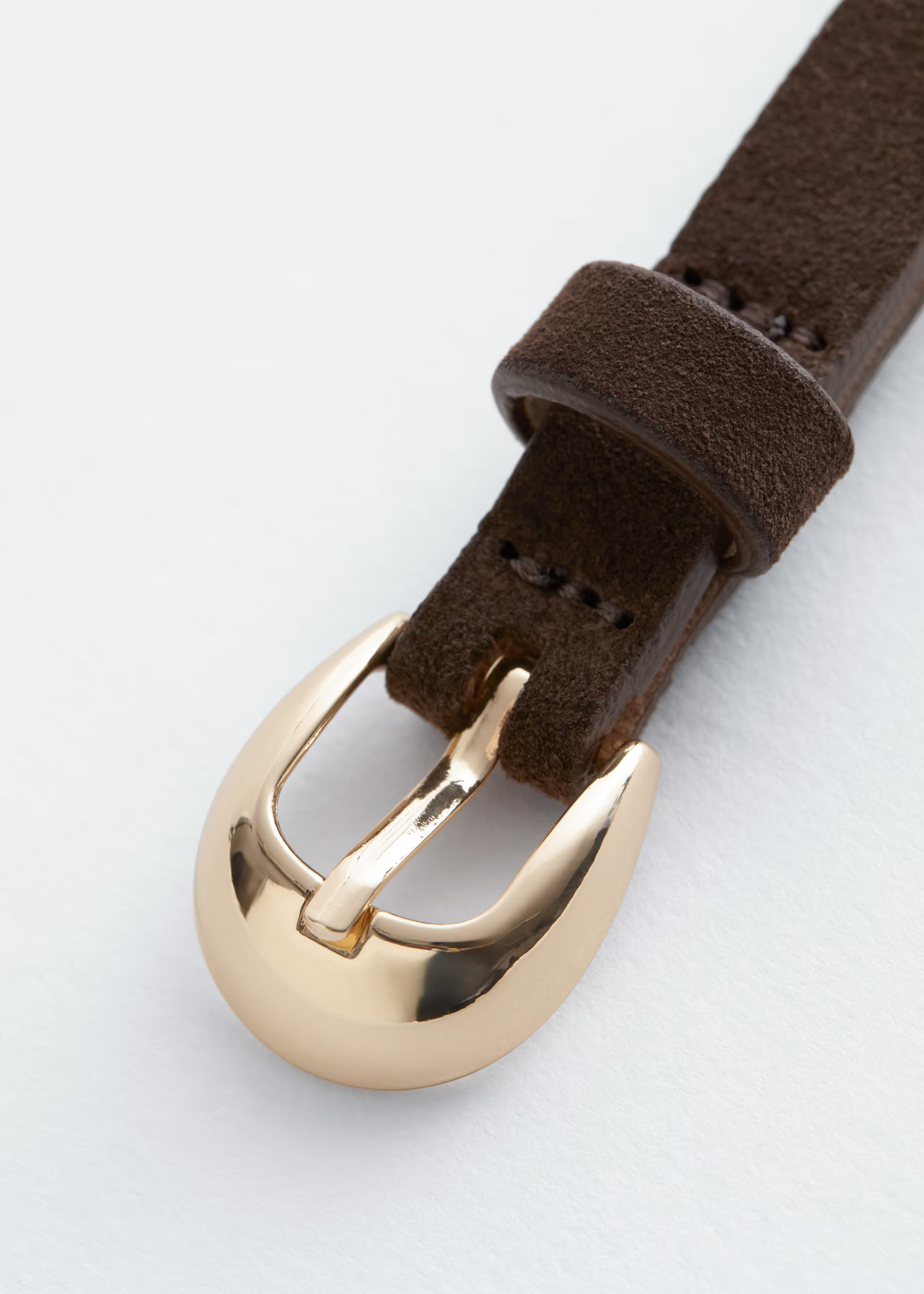 Crescent-Buckle Slim Leather Belt - Brown Suede - & Other Stories GB | & Other Stories UK