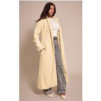 Shape Butter Yellow Wool-Look Cinched Waist Longline Blazer Coat | PrettyLittleThing UK