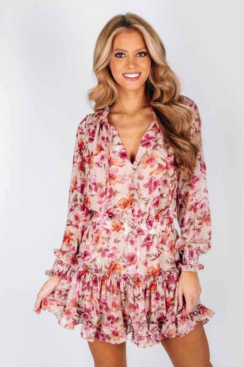 Fit For Fall Dress - Tan Floral | The Impeccable Pig