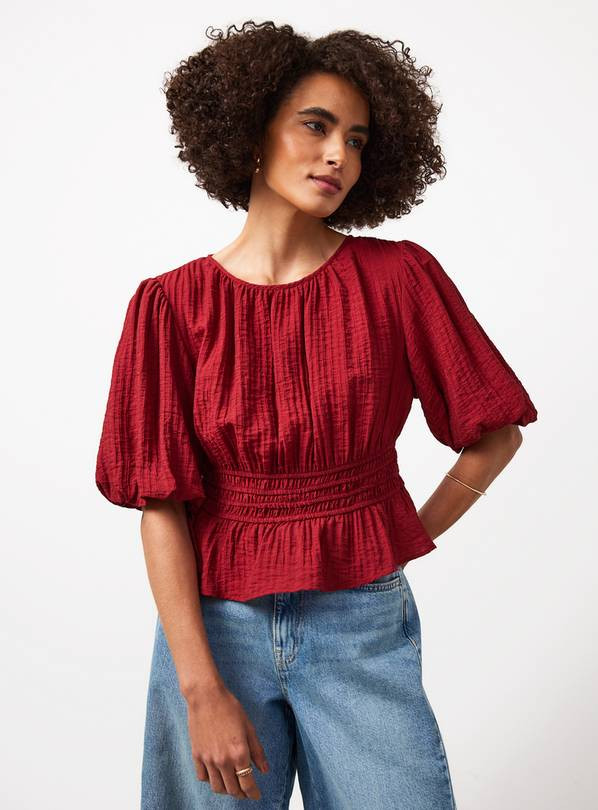 Buy Dark Red Waist Detail Blouse 10 | Blouses | Tu | Tu Clothing