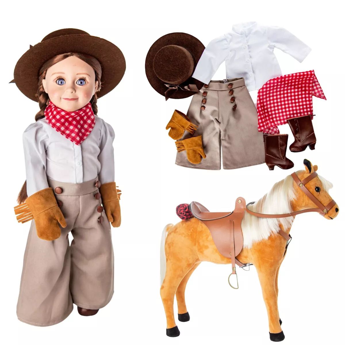 The Queen's Treasures 18" Doll 13pc Frontier Outfit and Horse Fits American Girl | Target