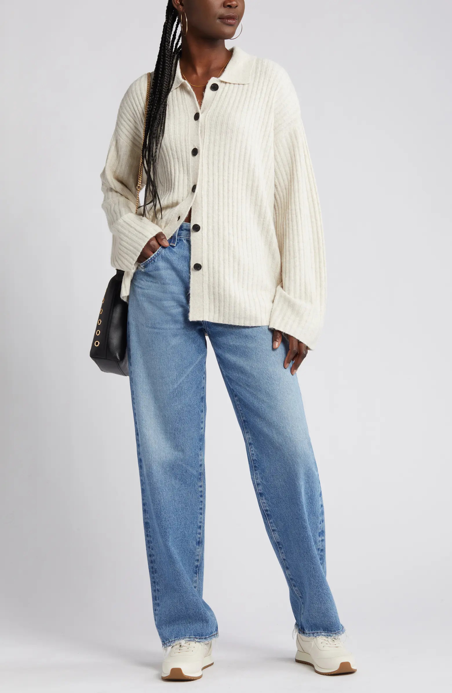 Rib Polo Cardigan | Nordstrom Rack