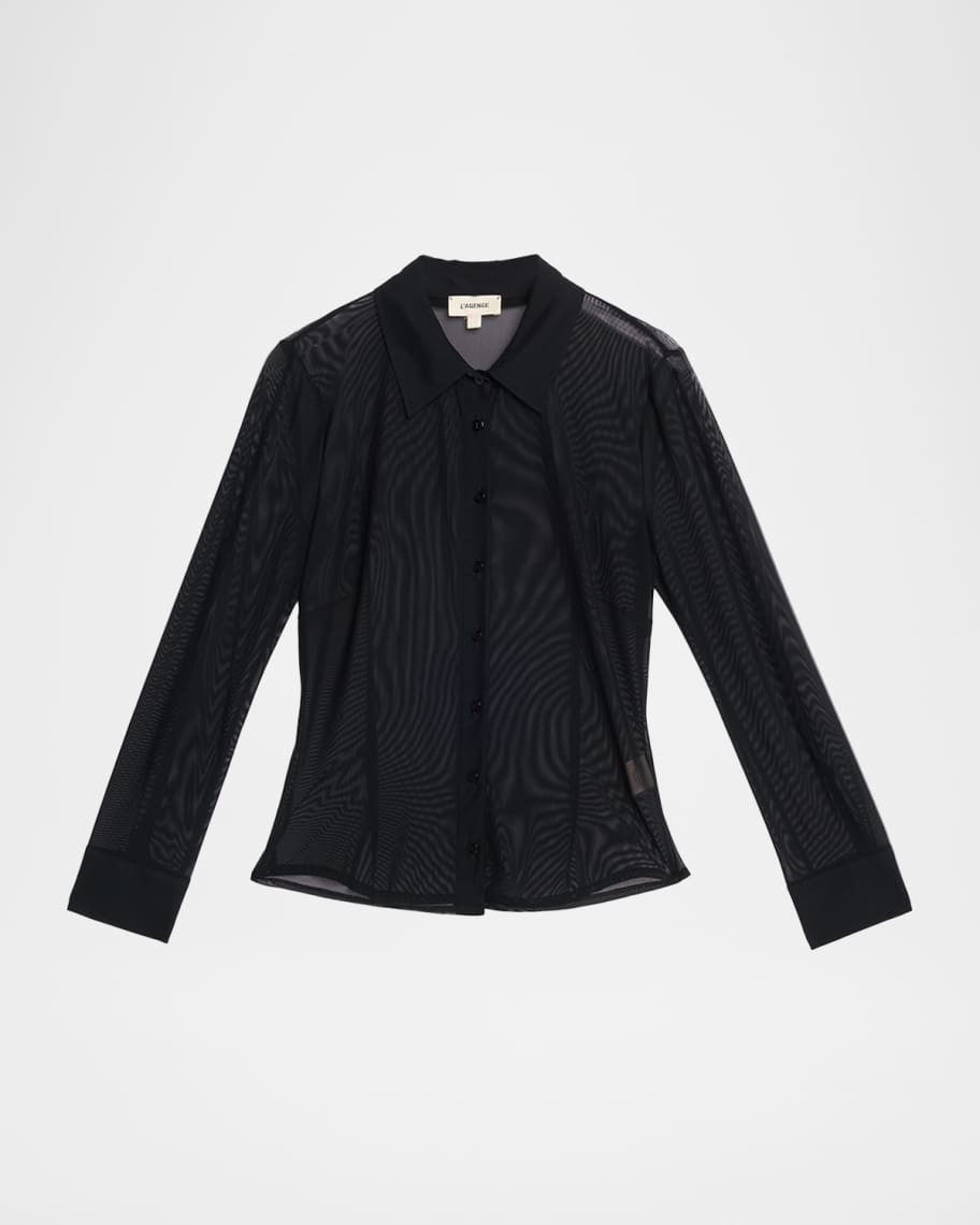 Indiana Sheer Fitted Blouse | Neiman Marcus