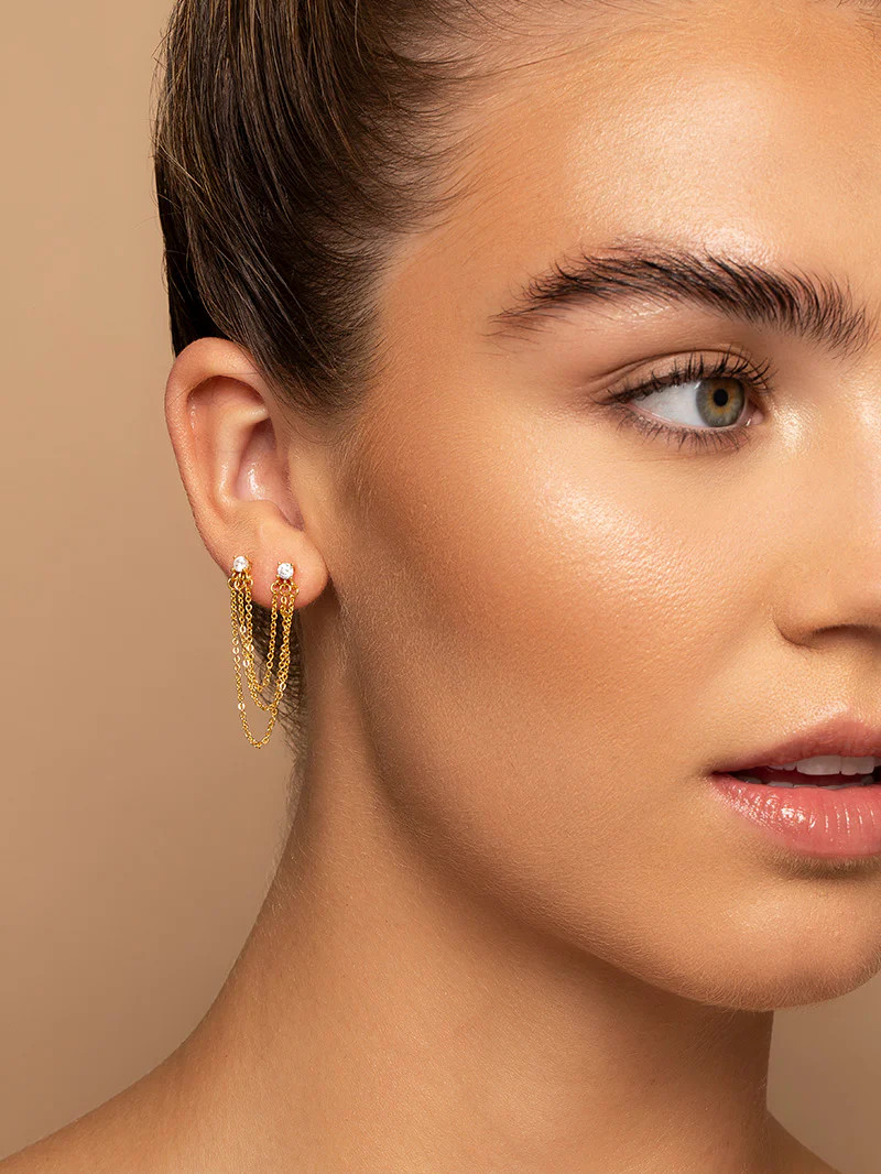 Triple Chain Ear Climber Earrings in Gold | Uncommon James | Uncommon James