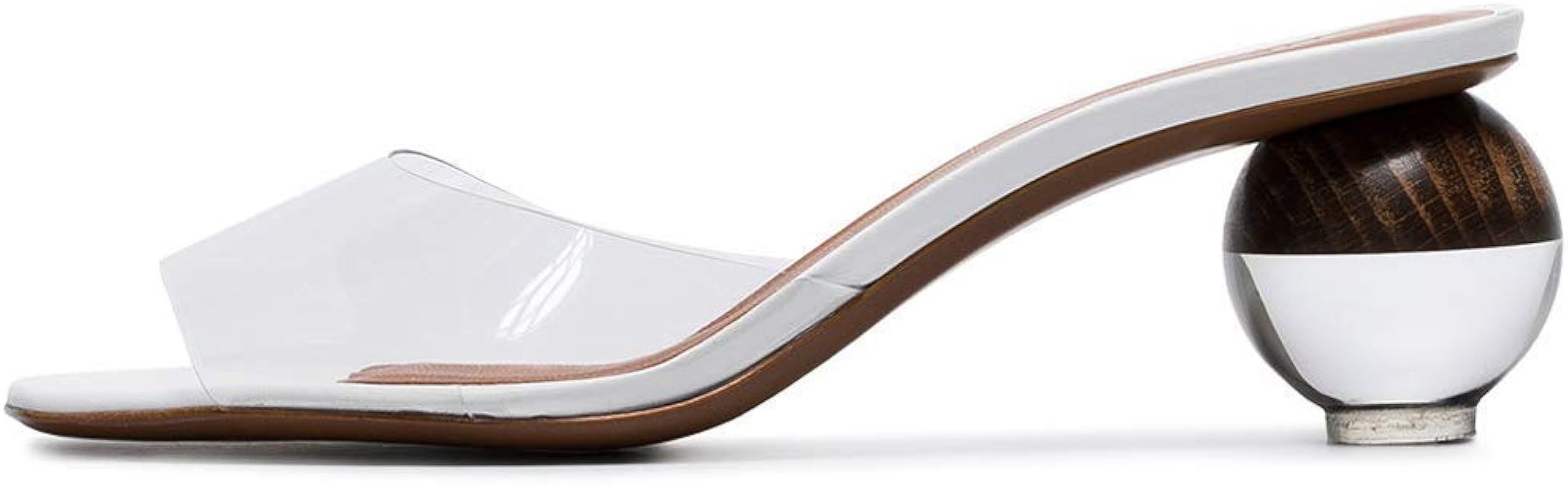 Fericzot Mule Shoes Spherical Clear Heel Sandals Square Toe Slippers Slip On Pumps Slingback Wedd... | Amazon (US)