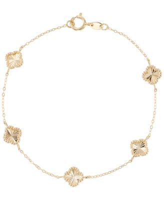 Textured Clover Link Bracelet in 10k Yellow Gold | Macy's