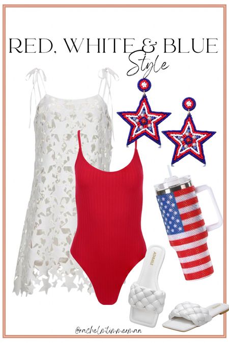 Patriotic swim look! There are some of the cutest pieces available on this site. I’ve ordered from them a few times and love their finds. Absolutely adore this eyelet star cut out cover-up! 

Memorial Day. July 4th. Patriotic style. Swim style. Amazon fashion. 