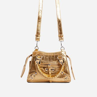 Roddy Mini City Tote Bag In Gold Croc Print Faux Leather | EGO (UK)