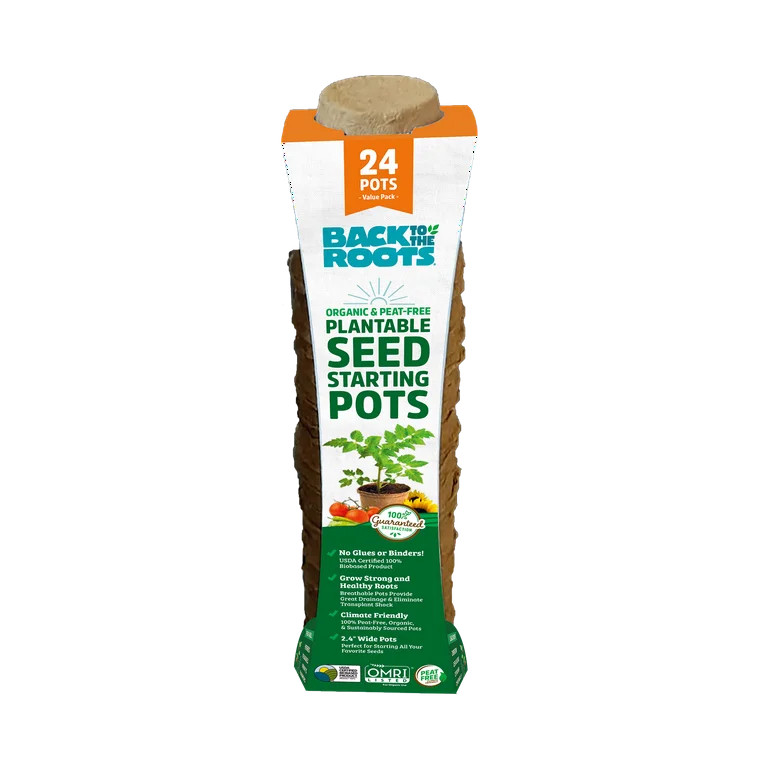 Back to the Roots 2.4" Wide Organic Plantable Seed Starting Pots (24 Count). | Walmart (US)