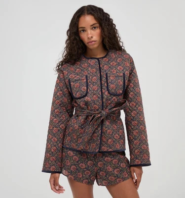 The Barrow Jacket -  Thornfield Tapestry Navy/Rust Shadow Stripe Thornfield Tapestry Navy/Rust Shadow Stripe / L | Hill House Home US