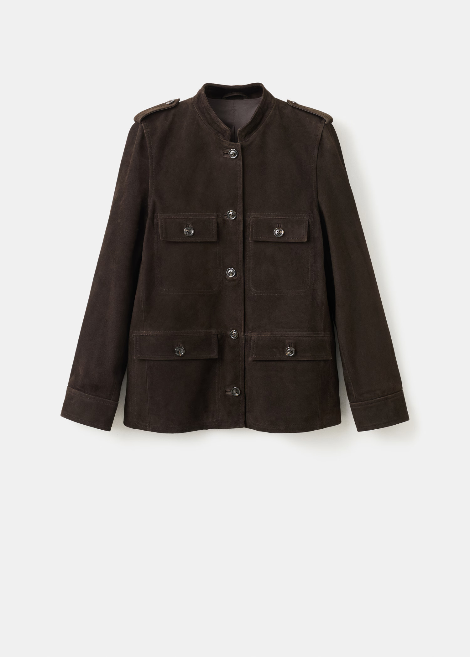 Suede jacket with band collar | Mango (US/MX/AU)