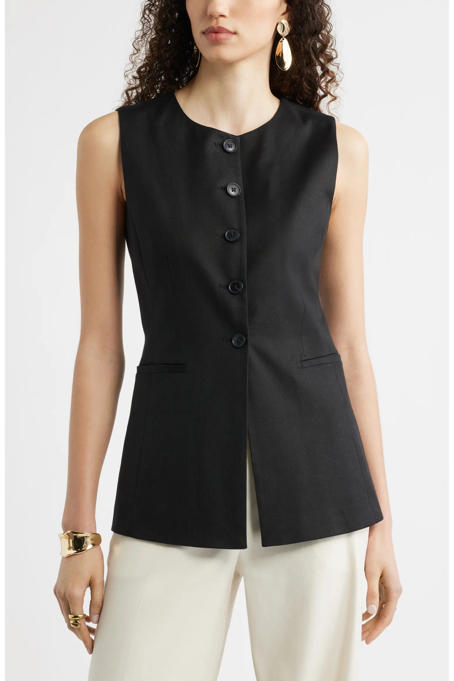 Linen Blend Longline Vest (Women) | Nordstrom | Nordstrom