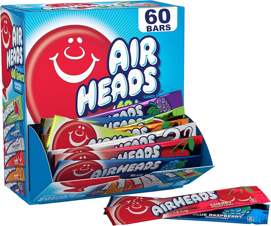 Airheads Candy Bars, Variety Bulk Box, Chewy Full Size Fruit Taffy, Gifts, Holiday, Parties, Conc... | Amazon (US)