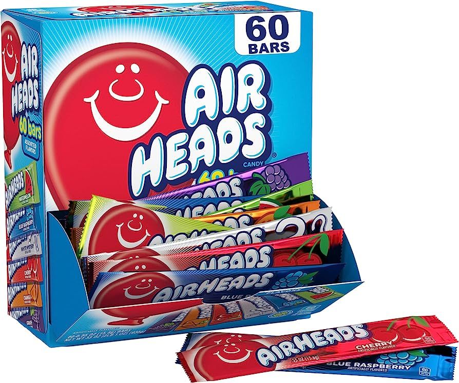 Airheads Candy Bars, Variety Bulk Box, Chewy Full Size Fruit Taffy, Gifts, Holiday, Parties, Conc... | Amazon (US)